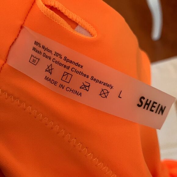 Shein LARGE NWOT two-piece orange swimsuit. - Picture 5 of 6